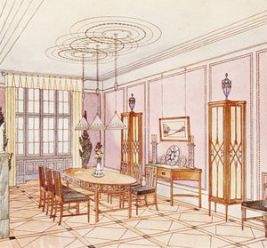 餐厅设计，来自&39;Documents Architecture Moderne&39; 作者 保罗·路德维希·特罗斯特